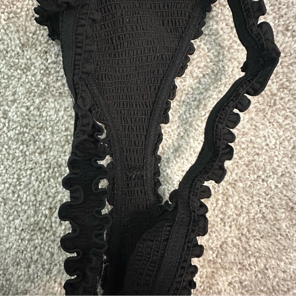 Indah Black Ruched Bikini Bottom with Ruffles - Size Medium - Picture 5 of 5